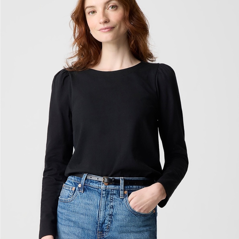 New! J.Crew Puff-sleeve button-back top